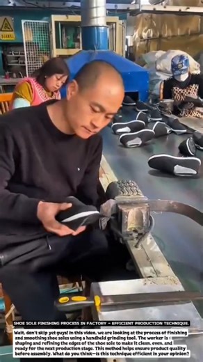 Shoe Sole Finishing Process in Factory – Efficient Production Technique.