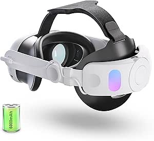 VR Head Strap with 6000mAh Battery Pack for Meta Quest 3/Quest 3S VR Headset, MVIIOE Quest 3 Accessories Adjustable Headstrap Replacement with Digital Display, LED Indicator Lightweight (White)