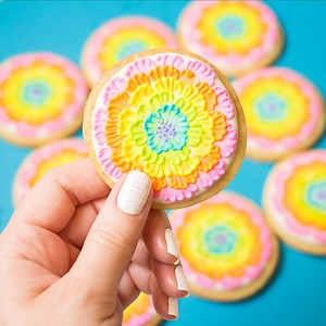 I love the brush embroidery technique because it can be customized for any occasion! I took these to the next level with a rainbow palette using colors from the Wilton Color Right set. Watch the full video and get the supply list here: http://www.sweetambs.com/tutorial/rainbow-brush-embroidery-cookies/ To learn more about brush embroidery and other cookie decorating techniques, sign up for my online class! http://shrsl.com/1309d | SweetAmbs