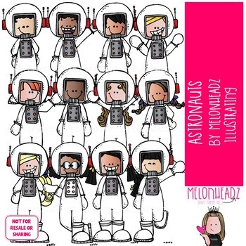 Astronauts clip art, SPace clip art COLORED Version
