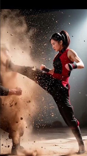 Female Warrior’s Powerful Mid-Air Strike to the Face! Slow Motion Martial Arts Scene #kungfu