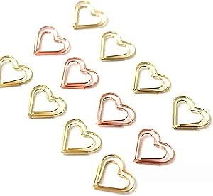 100PCS Gold Heart Paper Clips Small Cute Love Shaped Metal Paper Clamps Decorative Paper Clips for Wedding Decoration Crafts Office