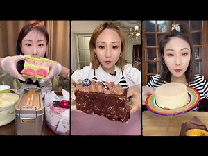 asmr mukbangasmr/kwai dessert mukbang,/mochi eating,creperoll cake chocolate #asmr