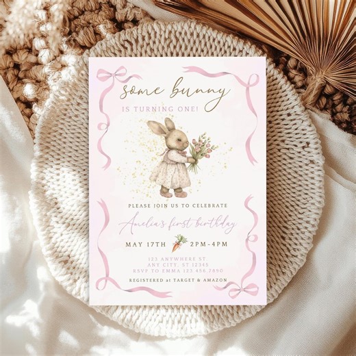 Editable Peter Rabbit Birthday Invitation, Girl Bunny Invite Template, (digital Download) - Etsy
