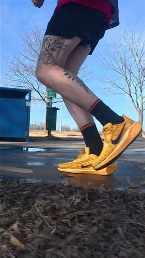 Splish splash — Nikes getting a bath.