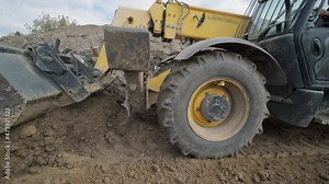 Excavation tractor works, compaction of the soil