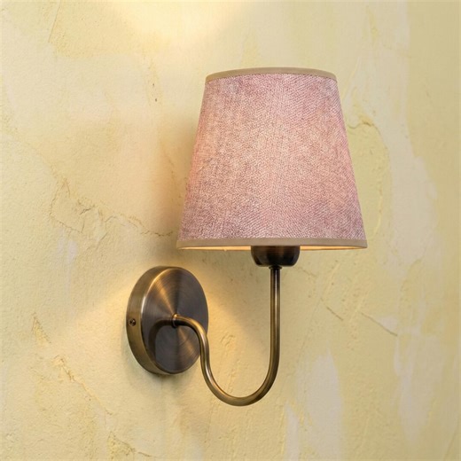 Handcrafted Fabric Shade Wall Sconce, Antique Brass Bedside Reading Lamp - Etsy