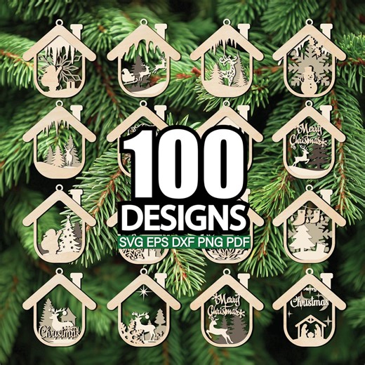 Christmas Ornament Laser Cut Files SVG, Christmas Ornaments SVG Bundle Laser Cut Files - Etsy