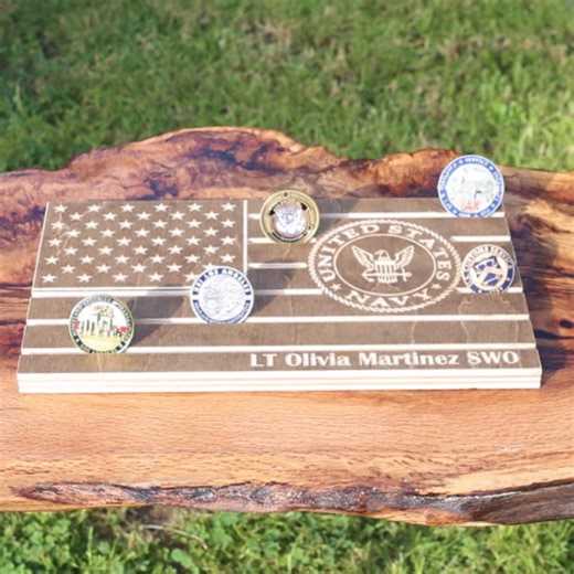 Personalized Navy Challenge Coin Holder for Dad Father Papa Pops Wooden Coin Display Gift for Sailor Veteran Chief Retirement Fathers Day - Etsy