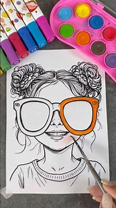 Coloring a Cute Girl with Big Glasses | Aesthetic Drawing Tutorial 🎨✨