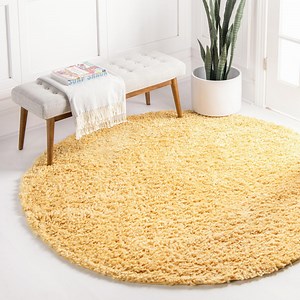 Unique Loom Davos Shag Collection Area Rug - Solid (2' Round Sun Yellow)