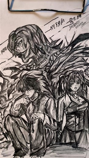 Death note_ L -Lawliet_Rem_Misa Amane Draw #shorts #youtubeshorts #deathnote #anime #drawing #art
