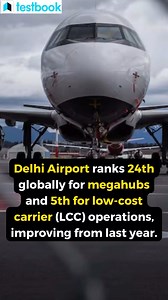 33K views | Delhi Airport is 24th, and Mumbai Airport is 44th Among Global Megahubs. [Govt. Exams, 2024, Knowledge & facts, Testbook, Megahubs, India, Delhi, Mumbai] | Testbook.com | Facebook
