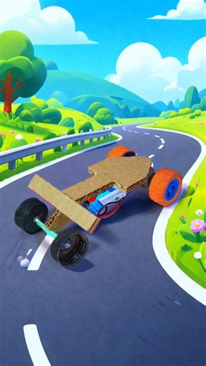 Cardboard Racing Car at Home 🏎️ | Easy School Project | DIY Mini Car|| #ytshorts #diy #experimnent