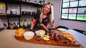 In Vero Beach, Florida at Pepper & Salt BBQ to help kick off their brand new all-beef Bovine Bonanza BBQ Platter Challenge! | Katina Eats Kilos
