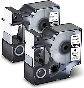 GREENCYCLE Label Maker Tape 45800 S0720820 Black on Clear Compatible for DYMO D1 3/4" (19mm) x 23ft (7m) for LabelManager 360D 420P 450 LMPC II LabelPoint 350 350 LabelWriter 450 Duo, 2 Pack