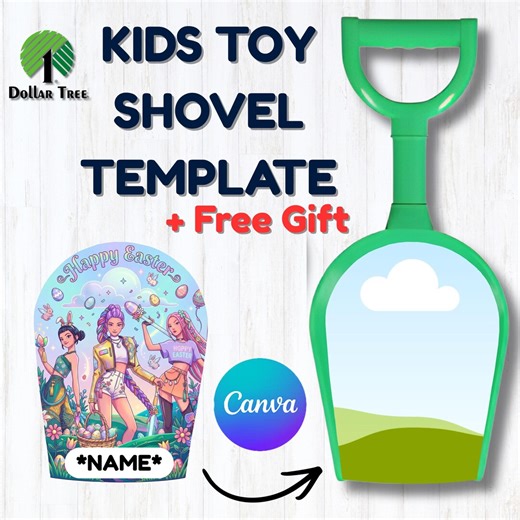 Dollar Tree Toy Shovel Customizable Canva Template for Easter - Etsy
