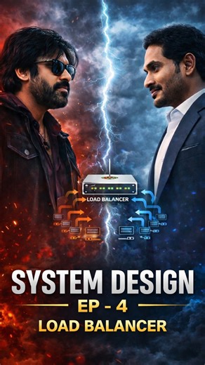 TechInTelugu on Instagram: "System design interviews lo common question idi — “Fast servers unna kuda, load balancer enduku?” Fast servers undadam okati… Traffic ni correct ga distribute cheyyadam inkokati. Anduke Load Balancer important. Load balancer speed kosam kaadu. Availability, scalability, reliability kosam. Next video lo → Load Balancing Algorithms (Round Robin, Least Connections) 🔥 [This is an AI-generated voice for parody/educational purposes. Not affiliated with the real person] #sy