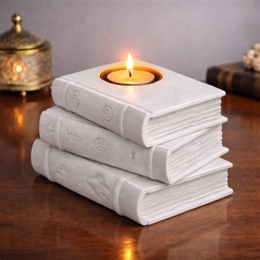 Book Stack Tea Light Holder STL, 3D Printed Fantasy Decor (digital Download) - Etsy