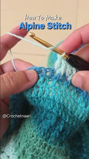 How To Crochet Alpine Stitch 🌿✨️#crochet #howtocrochet #crochetstitch