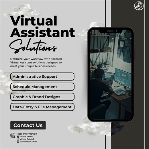 Is your to-do list longer than your patience? Good news! Virtual Robin is here to save the day. While you focus on being the CEO, visionary, and big boss energy… we’ll handle the behind-the-scenes magic: • Administrative Support (A.K.A organizing the chaos) • Schedule Management (No more “Oops, I forgot”) • Graphic & Brand Designs (Because first impressions matter) • File Management (Goodbye messy folders) • Data-Entry (I actually enjoy spreadsheets ) Think of Virtual Robin as your productivity 