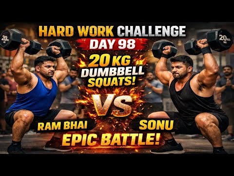 Hard Work Challenge 💪 | 365 Days Challenge Day 98 | 20-20 Kg Dumbbell Squats | Ram Bhai vs Sonu