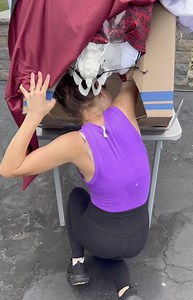 this halloween costume is hilarious! learn how to create an optical illusion halloween costume that looks like a vampire is holding you in a box, and taking you away for dinner! #halloween #Halloweencostume #diy | Brooklyn B