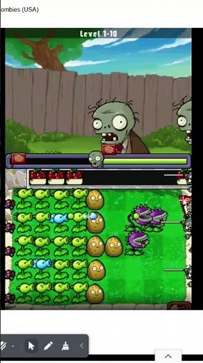 1st flag in Level 1-10 on PvZ USA Nintendo DS in Retrogames.cc #pvz #pvzgameplay #plantsvszombies