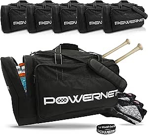 PowerNet Pro Duffle Bag, Softball Baseball Bag, Baseball Gear Bag, Baseball Bat Bag with Internal Bat Sleeves, Baseball Bags with Padded Strap & Pockets