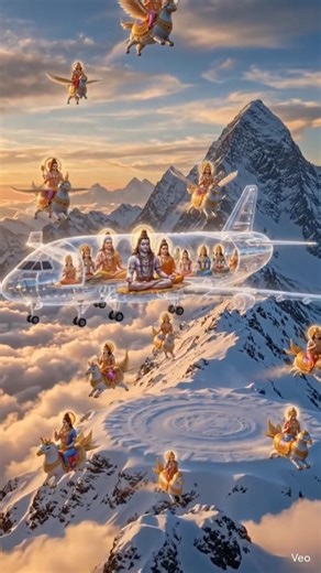 “A heavenly sight as Gods travel through the skies, blessing the world below 🙏✨”#shortvideo #bhakti