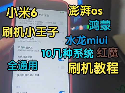 小米6 刷机澎湃OS教程！刷鸿蒙 · 水龙miui · 橘子 · Color OS · Flyme · 红魔os · 氢os等10几种rom包教程！！！