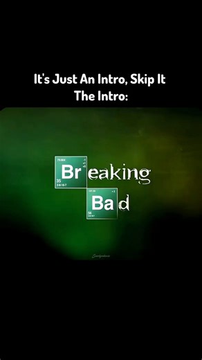 𝗜𝗡𝗩𝗘𝗡𝗧𝗢𝗥𝗬 on Instagram: "Breaking Bad's intro is only 18 seconds long, but every frame is loaded with meaning. The smoky green background comes from real chemical vapor footage, tying directly to Walt's transformation into "Heisenberg." The title uses symbols from the periodic table (Br & Ba) to hint at the show's core theme: chemistry turning into crime. Even the eerie sound design mimics a Bunsen burner hiss mixed with a low-frequency rumble, creating a sense of danger from the very f