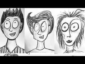 Tim Burton Inspired Portraits With Water Soluble Graphite Sticks
