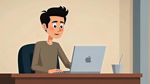 Download Cartoon Man Using Laptop for free