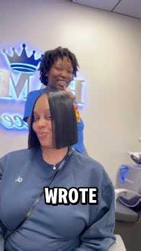 Middle Part Quickweave Bob 🥰💙 #hairmaster #quickweave #hair #hairstylist #silkpress #hairtok #fyp