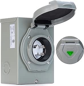 Sprance 30 Amp Generator Inlet Box, NEMA L5-30P Power Inlet Box for 3 Prong Generator Cord,3750Watts,125/250 Volt, Weatherproof, Outdoor Use, ETL Listed…