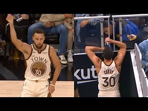 Steph Curry dancing after hitting 3 then went and spoke to his wife mid-game 😂