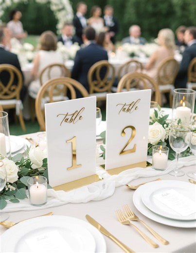 White and Gold Acrylic Wedding Table Numbers - Etsy