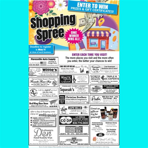 🚨 THIS IS YOUR SIGN TO SHOP LOCAL—AND WIN BIG! 🚨 1 LUCKY PERSON TAKES IT ALL! 🎉💰 📌 Here’s how it works: ✅ Visit any (or ALL!) participating local businesses ✅ Enter EACH TIME you stop by—more entries = better odds! ✅ Deadline: May 11, 2025 (at each business’s closing time) Shop small, support your community, and get ready to WIN! 🛍️✨ #ShopLocal #WinBig #SupportSmallBusiness 📍LA VERNIA Christian Brothers Artisan Gallery & Consignment Co. La Vernia Country Store La Vernia's Den White Lightn
