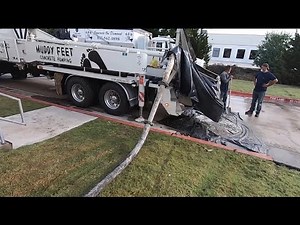 Line pumping off the boom pump 90 yards of concrete Pumping concrete with Muddyfeet