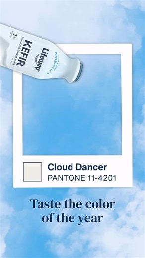 Is it just us, or is @pantone ’s Cloud Dancer giving “Lifeway Plain Kefir in a glass”? It’s true that we see the beauty of kefir everywhere we look, but we’re convinced it captures the calm, clean essence of our classic flavor. Want to celebrate the Color of the Year and feel light, nourished, and quietly radiant? Your daily dose of cloud nine is just behind that refrigerator door. ☁️�#LifewayLovesYourGuts #DiscoverLifeway #CloudDancer #ColorOfTheYear | Lifeway Kefir