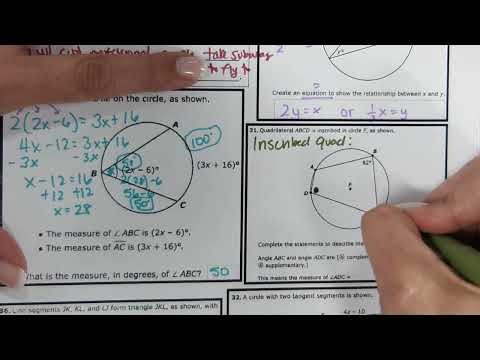 Geometry EOC Journal #7| 2025-2026 Florida EOC Test Release|Assessment Items (Ch.10 Circle Theorems)