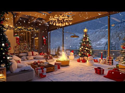 Instrumental Christmas Music with Cracking Fireplace 🎅🎄 Cozy Christmas Ambience