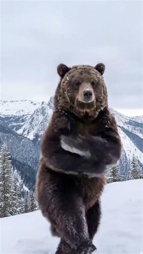 The Winter King: Majestic Brown Bear Encounter ❄️ #nature #grizzly