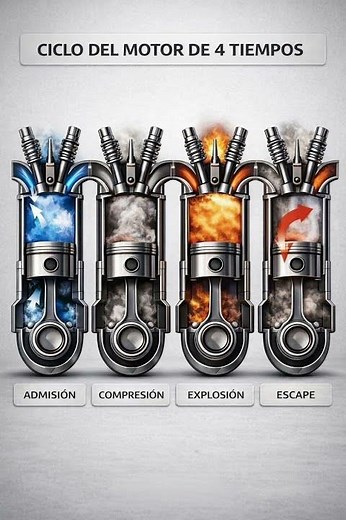 🔄 This is how a four-stroke engine works, explained simply and clearly