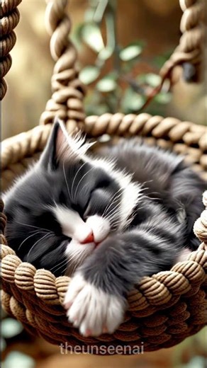 cat sleeping the basket.#cat #aiart #cute #kitten #animation #animals #shorts #short #ai #cats#reels