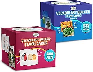 599 Vocabulary Builder Flash Cards Bundle Vol 1 & 2, Educational Photo Cards for Speech Therapy, ESL, Autism, Homeschool & Kids Includes Emotions, Go Together Opposites, Nouns, Prepositions and Verbs