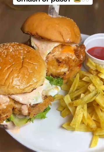 Crispy Chicken Burger & Fries Recipe