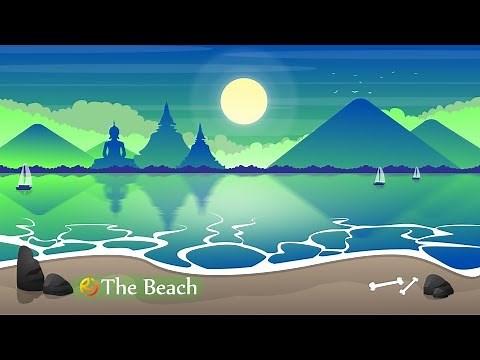 the beach landscape illustration in adobe illustrator