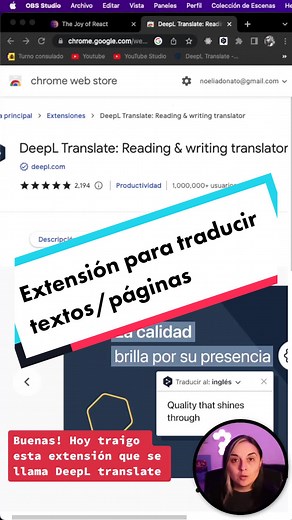 Búscala en el Web Store de Chrome como: DeepL Translate. Si te gustó, ...